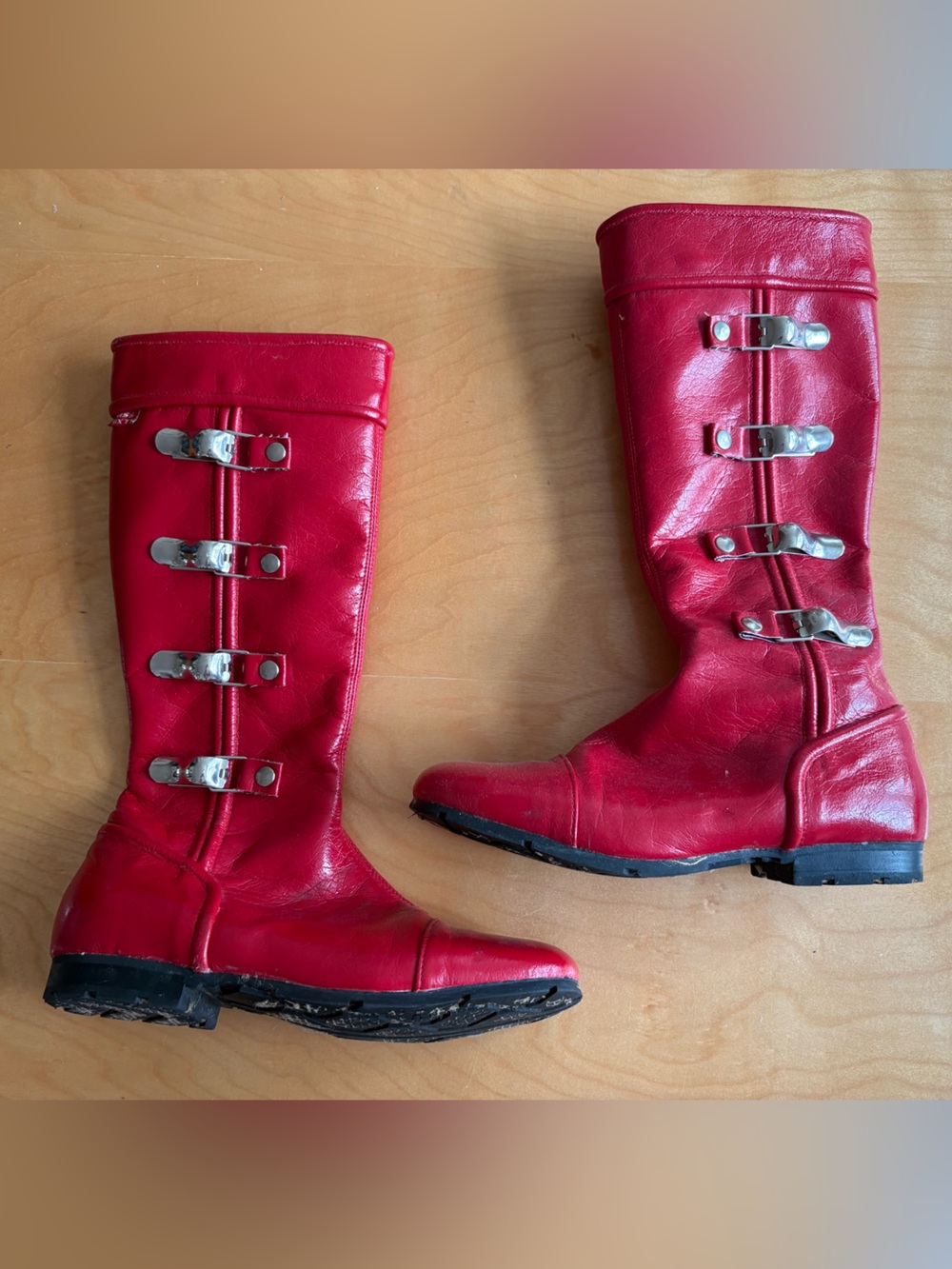 Miss Sixty Red Mid-Calf Leather Buckle Boots